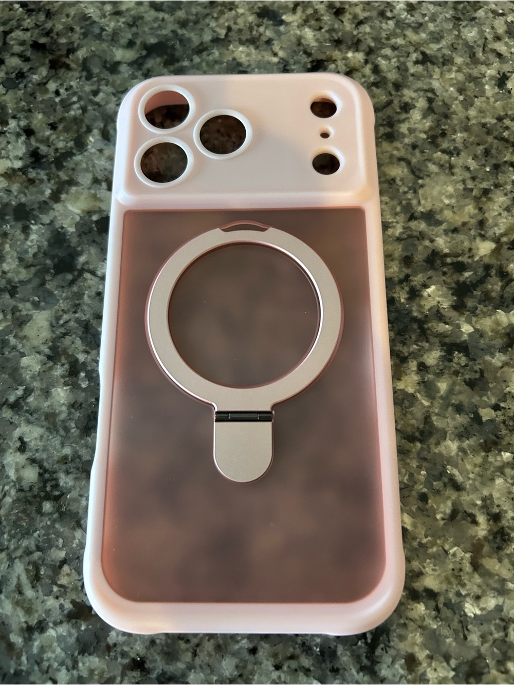 Pink Silicone iPhone 17 Pro Max Case with Ring Stand